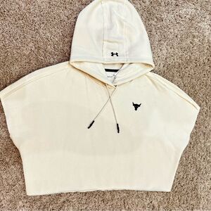 Under Armour Women’s Project Rock Cream Short Sleeve Hoodie Sweatshirt Sz Large
